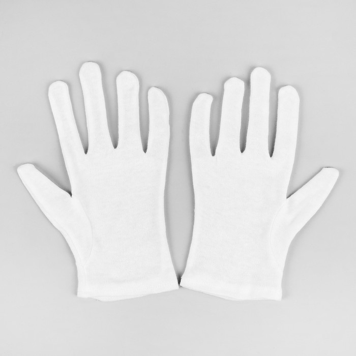 Перчатки хлопковые, размер M, пара, фасовка 12 шт, цвет белый Перчатки хлопковые, размер M, пара, фасовка 12 шт, цвет белый