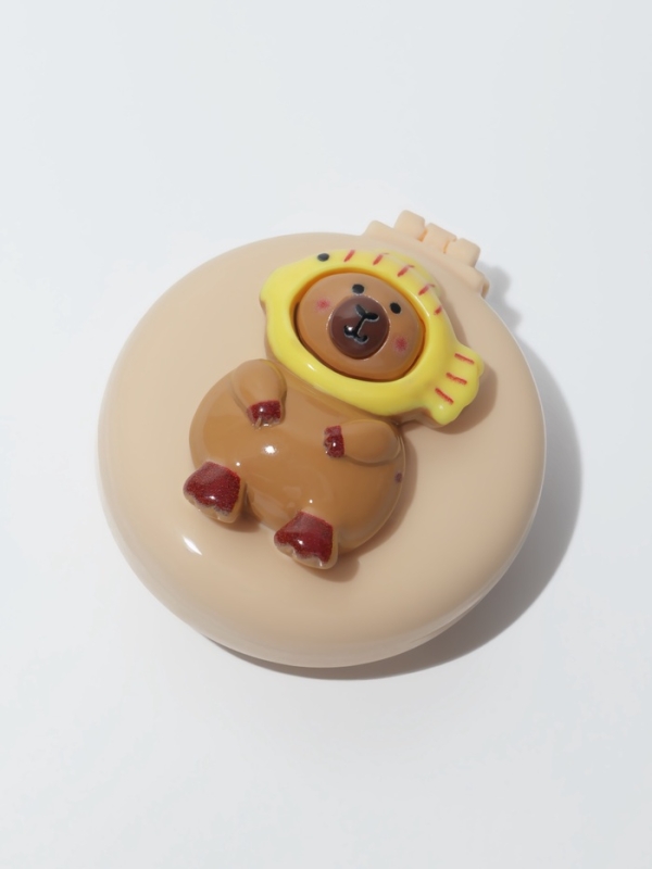 Расчёска массажная «Капибара», складная, с зеркалом, d=6.5 см, бежевая Расчёска массажная «Капибара», складная, с зеркалом, d=6.5 см, бежевая