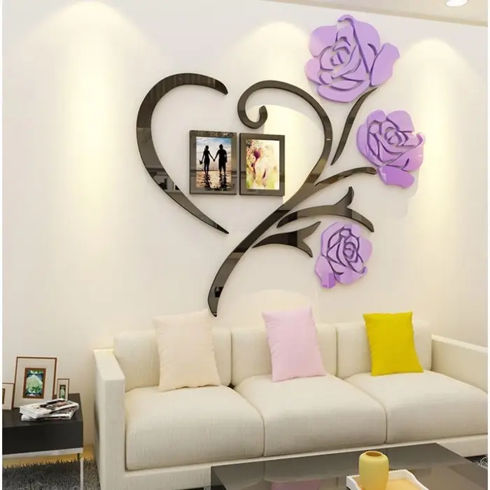 Наклейка интерьерная с фоторамками TAKE IT EASY &laquo;Розы&raquo;, декор настенный, панно 50&times;50 см, рамка 11&times;8 см