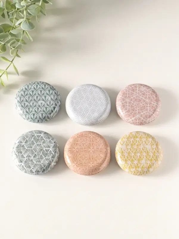 Шкатулка металл круглая "Геометрические рисунки" набор 12 шт 6,8х6,8х1,7 см