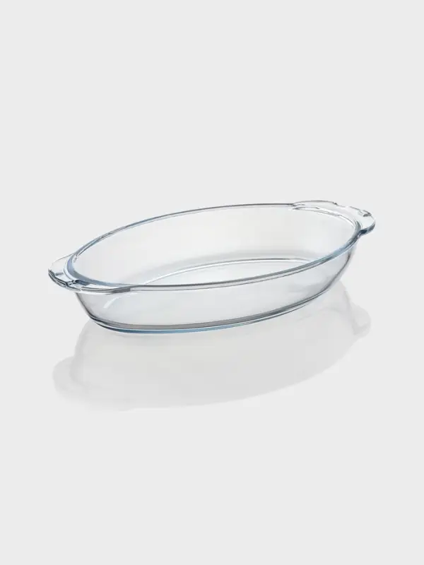 Утятница овальная Paşabah&ccedil;e, 2,6/1.3 л, с крышкой-формой для запекания, жаропрочное стекло, прозрачная