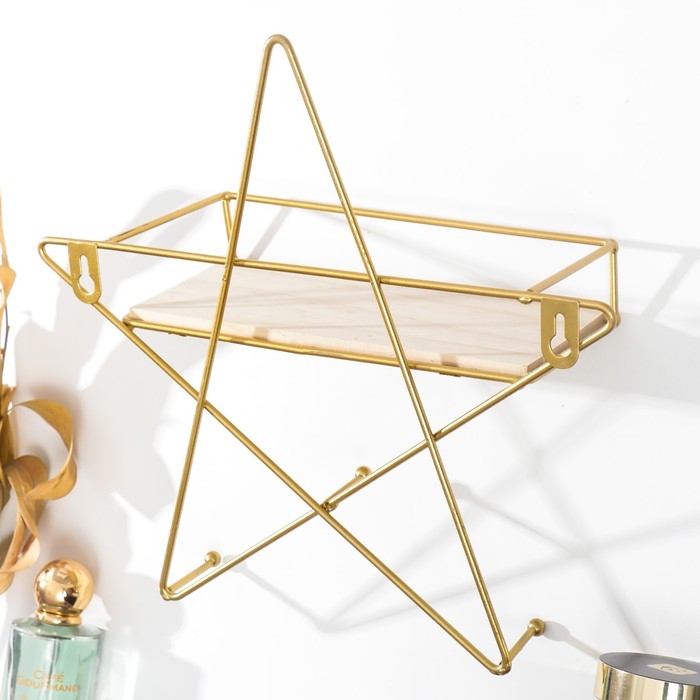 Крючки декоративные металл с полочкой Крючки декоративные металл с полочкой "Золотая звезда" 28х9х28 см