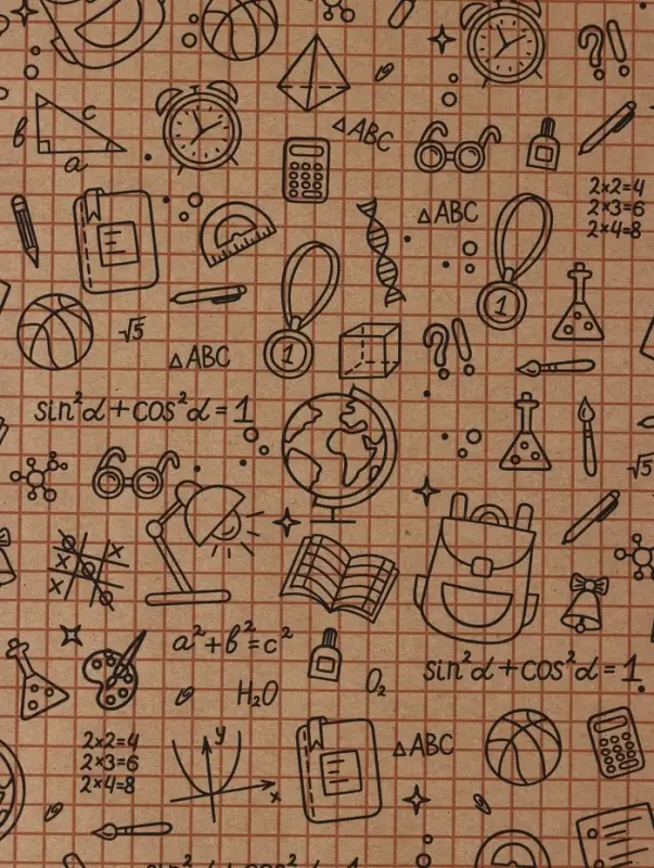 Бумага упаковочная крафт «Школьная пора», коричневый/черный на коричневом фоне 0.7×10±5%м Бумага упаковочная крафт «Школьная пора», коричневый/черный на коричневом фоне 0.7×10±5%м