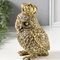 Сувенир полистоун "Золотая сова в короне" 10х10х16 см