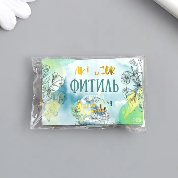 Фитиль для свечи дерево с металлическим держателем, круглый, набор 2 шт., 0.6&times;5 см