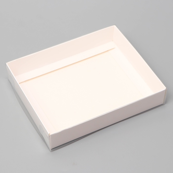 Коробочка сборная с прозрачной крышкой 16×13×3 см, белая Коробочка сборная с прозрачной крышкой 16×13×3 см, белая