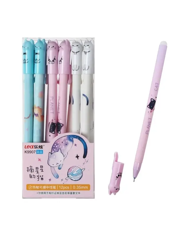 Стираемая ручка, гелевая, синий стержень, узел 0.35 мм, МИКС