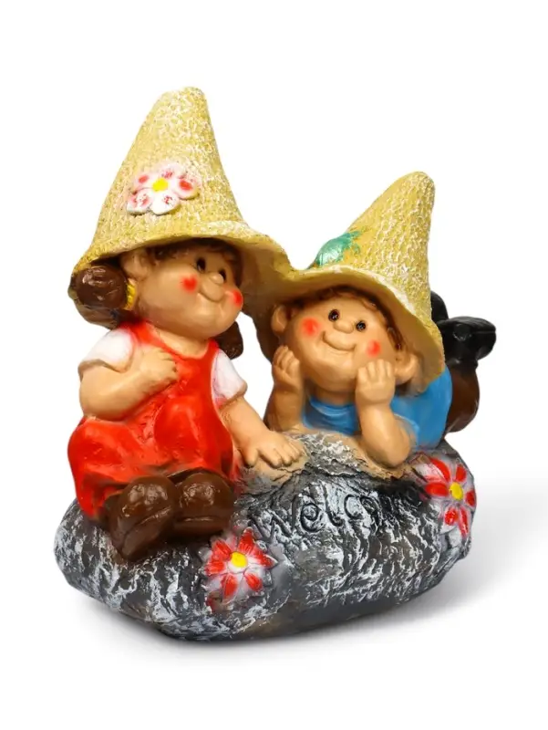 Садовая фигура из полистоуна &laquo;Девочка с мальчиком на камне&raquo;, 42&times;22&times;41 см