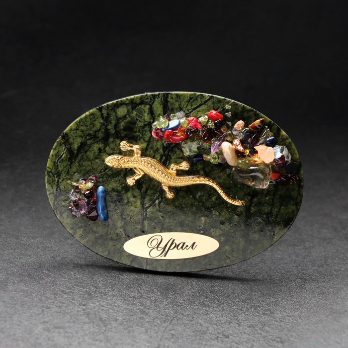 Магнит  Магнит "Ящерка", с самоцветами, змеевик