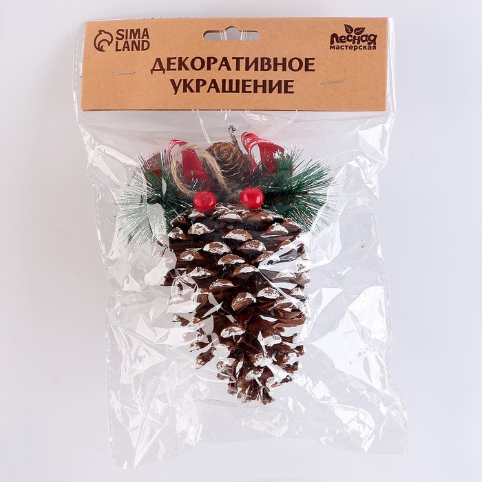 Шишка декоративная «Новогоднее настроение», с подвесом, 9 × 9 × 17 см Шишка декоративная «Новогоднее настроение», с подвесом, 9 × 9 × 17 см