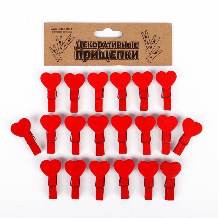 Набор декоративных прищепок «Сердечки» набор 20 шт. Набор декоративных прищепок «Сердечки» набор 20 шт.