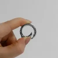 Кольцо-карабин, плетёное, d = 20/28, толщина - 4 мм, 5 шт., цвет серебряный