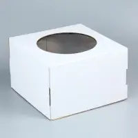 Коробка под торт, с окном, белая, 30&times;30&times;19 см