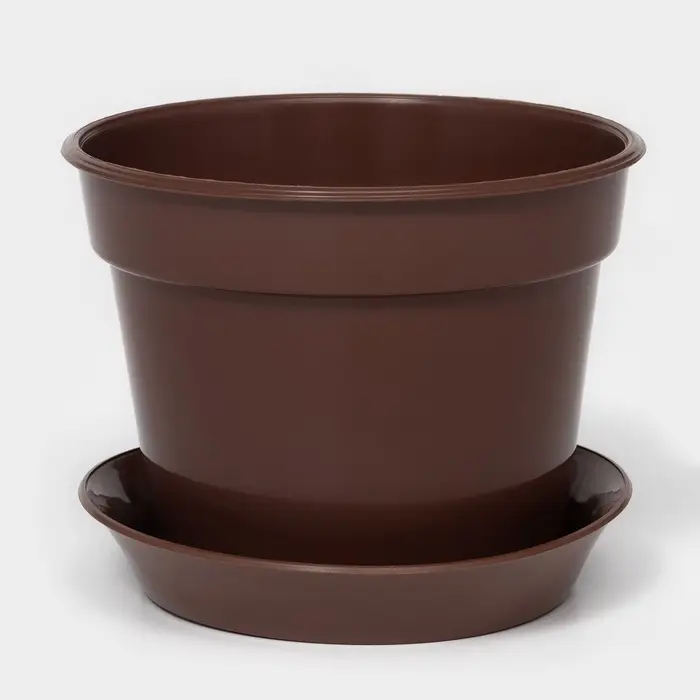 Горшок для цветов с поддоном «Доляна», 1 л, пластиковый, коричневый Горшок для цветов с поддоном «Доляна», 1 л, пластиковый, коричневый