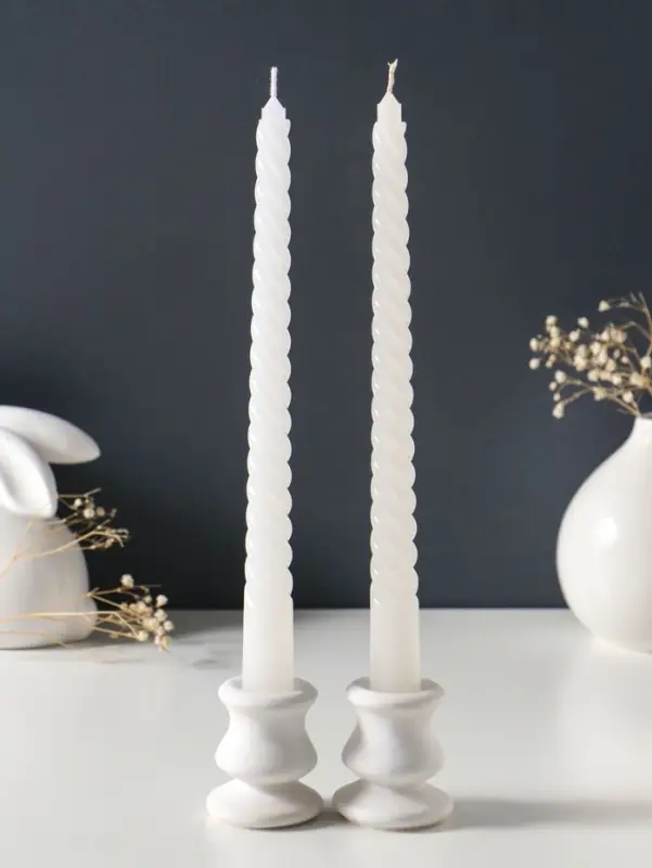 Набор свечей витых 25 см, 2 шт., 57 г, 5 ч, белый