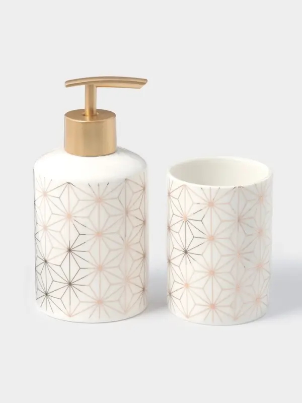 Набор аксессуаров для ванной комнаты Доляна &laquo;Андромеда&raquo;, 3 предмета, дозатор 250 мл, мыльница, стакан, белый