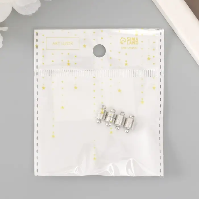 Застёжка магнитная металл серебро 0,7х1,2х0,7 см (набор 2 половинки)