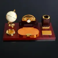 Набор настольный, органайзер 6 в 1 (блок для бумаг, подставка для печати, карандашница, часы, визитница, глобус), МИКС