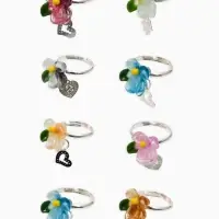 Кольцо &laquo;Выбражулька&raquo; цветок с подвеской, МИКС, безразмерное (фас. 36 шт.)