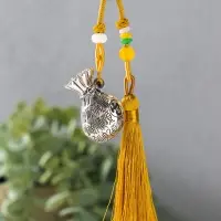 Подвеска металл, текстиль &laquo;Мешок с кисточкой&raquo;, золотистый с серебром, 2&times;4.5&times;14 см