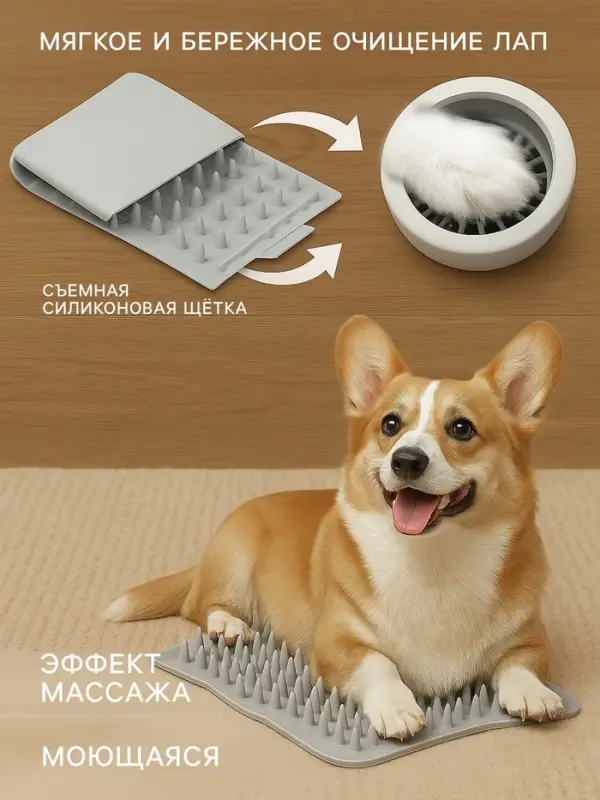 Лапомойка для собак и кошек FW-01, автоматическая, от батареек, белая