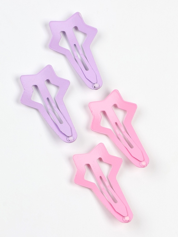 Набор заколок  Набор заколок "звезда", 4 шт, розовый и фиолетовый