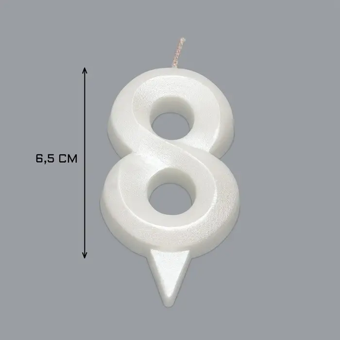 Свеча в торт «Грань», цифра 8, жемчужный, 6.5 см