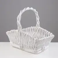 Корзина плетёная для хранения Tasa, из лозы, с ручкой, белая, набор 3 шт.