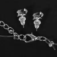 Гарнитур 2 предмета: кулон, серьги &laquo;На леске&raquo;, капелька, белые в серебре, 30 см