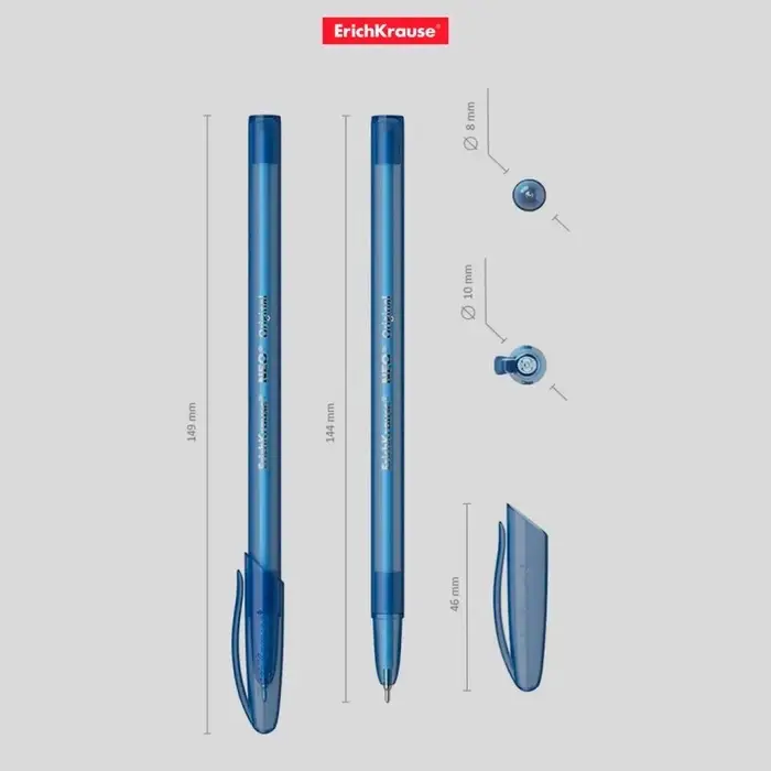 Ручка шариковая ErichKrause Neo Original, игольчатый узел 0.7 мм, чернила синие, супермягкое письмо, длина линии письма 2000 метров Ручка шариковая ErichKrause Neo Original, игольчатый узел 0.7 мм, чернила синие, супермягкое письмо, длина линии письма 2000 метров