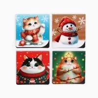 Магнитные закладки "Котики", на открытке, 4 шт