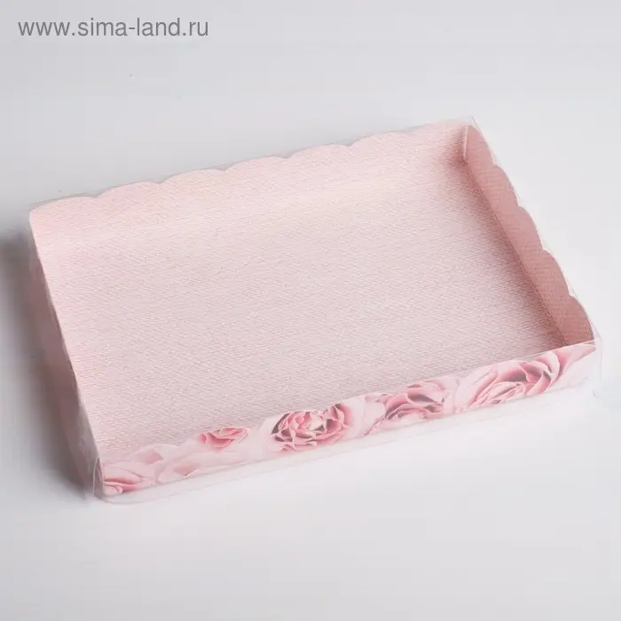 Коробка для печенья, кондитерская упаковка с пластиковой крышкой, My best wishes, 22 х 15 х 3 см