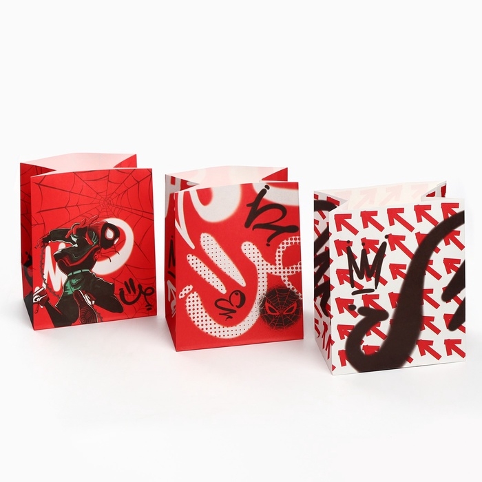 Набор крафтовых пакетов со стикерами, Человек-паук, 18х22х12 см Набор крафтовых пакетов со стикерами, Человек-паук, 18х22х12 см