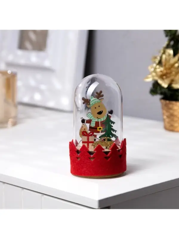 Светодиодная фигура под куполом &laquo;Оленёнок&raquo; 6&times;9.5&times;6 см, дерево, от батареек LR1130&times;3, свечение тёплое белое