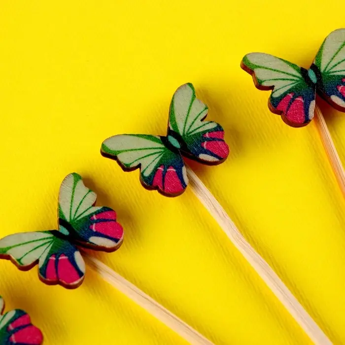 Шпажки бабочки, набор 6 шт, цвет МИКС Шпажки бабочки, набор 6 шт, цвет МИКС