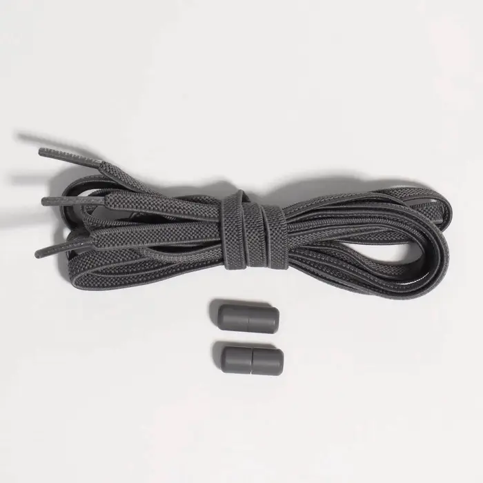 Шнурки для обуви, пара, плоские, с фиксатором, эластичные, 6 мм, 100 см, серые