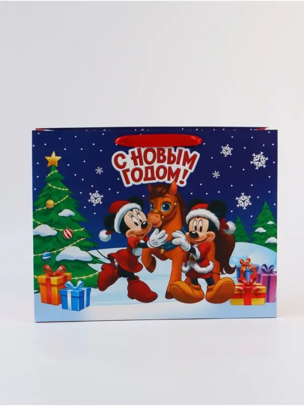 Пакет подарочный «С Новым годом!», Микки Маус и его друзья,  L 31 × 40 × 11,5 см