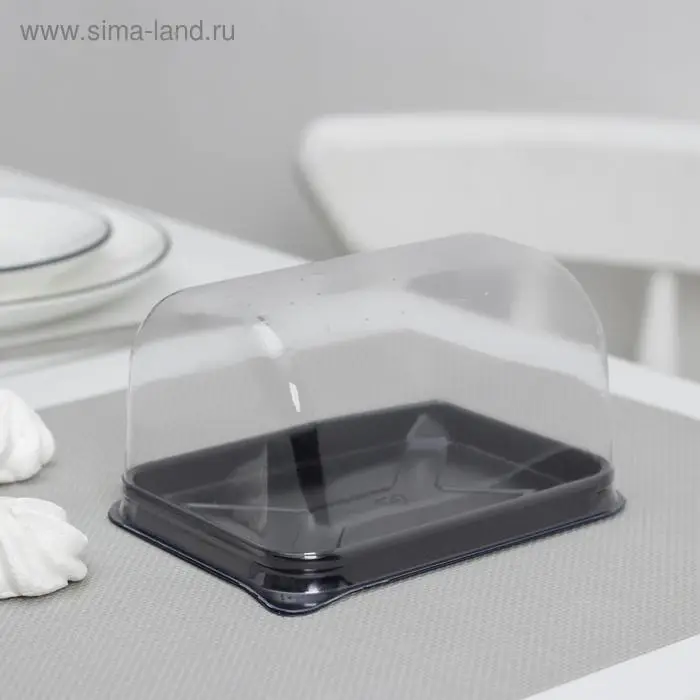 Контейнер для торта пластиковый одноразовый с крышкой УТ-84, 15,3×11,6×8,2 см, внутренний 13×9,3×8,1 см, прозрачный