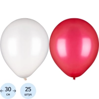 Набор шаров воздушн.праздн.пастель,цв белый,красный 25шт(латекс),30см,90358