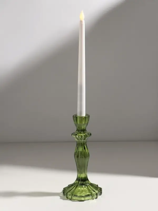 Подсвечник стекло  Подсвечник стекло "Бутон на ножке" зелёный d=2 см 10х10х20 см