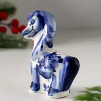 Сувенир Конь с гривой, 8х7,5 см, гжель