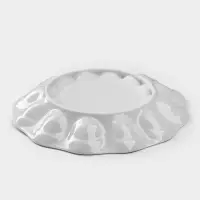 Блюдо для подачи яиц Добрушский завод &laquo;Белье&raquo;, d=22 см, на 12 яиц и кулич, фарфор, белое