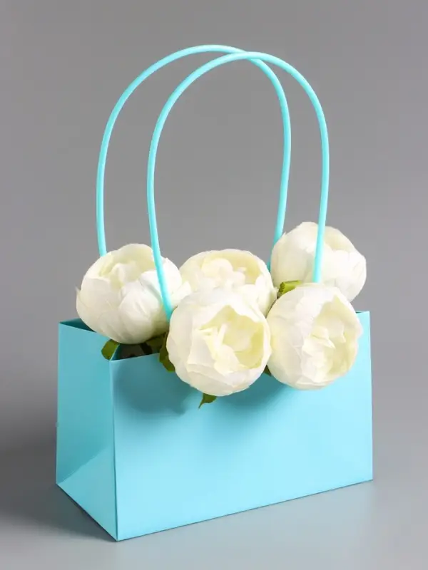 Сумка переноска для цветов, влагостойкая, тиффани, 22&times;10.5&times;13.5 см