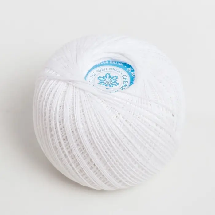Пряжа для вязания спицами, крючком &laquo;ПНК Кирова. Снежинка&raquo;, 230 м/25 г, 100% хлопок (0101 белый)