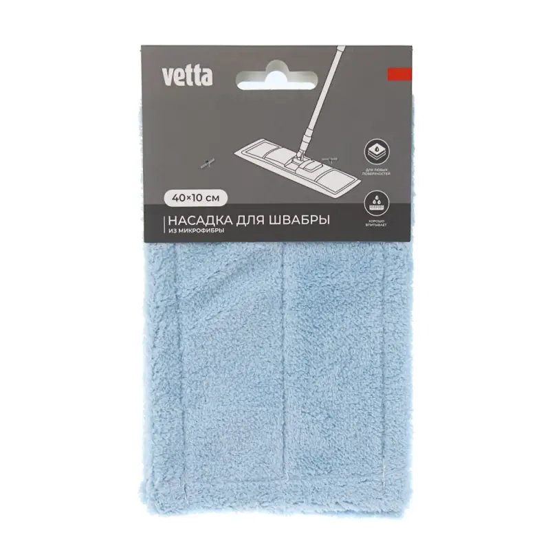 Сменная насадка для швабры тм VETTA, 10х40см, микрофибра