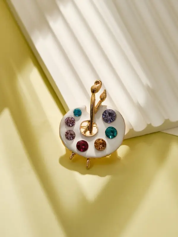 Брошь &laquo;Краски&raquo;, палитра, цветная в золоте