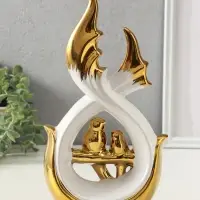 Сувенир керамика "Две птички на ветке" белый с золотом 7х15,5х29,5 см Сувенир керамика "Две птички на ветке" белый с золотом 7х15,5х29,5 см