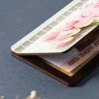 Купюрница свадебная "С днём свадьбы" розовые тюльпаны, 19х9,5х0,7 см, вид 1