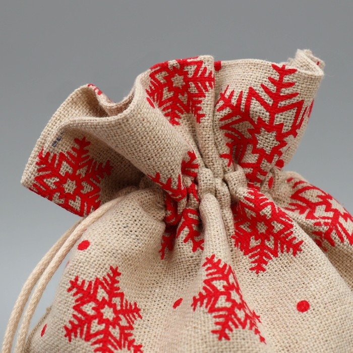 Мешочек подарочный холща «Дарю от всей души», снежинки, холща,16 х 24 см +/- 1.5 см, Новый год Мешочек подарочный холща «Дарю от всей души», снежинки, холща,16 х 24 см +/- 1.5 см, Новый год