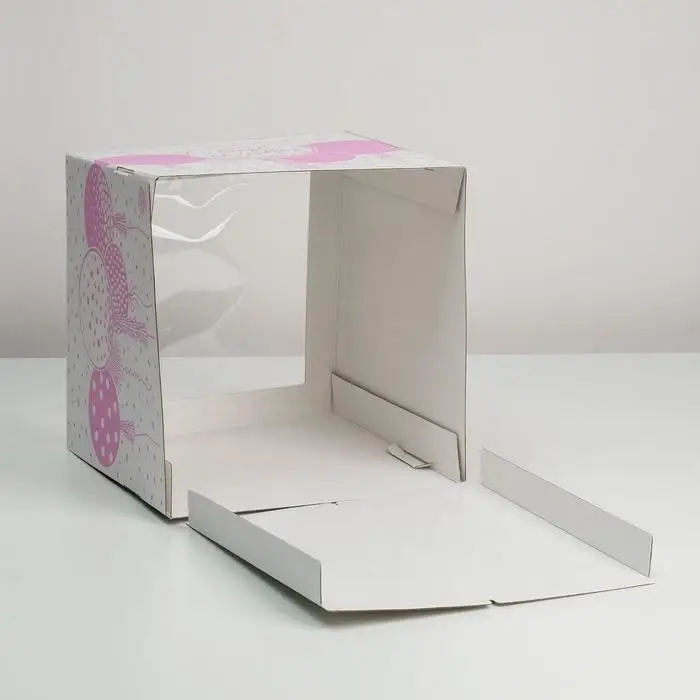 Коробка для торта с окном, кондитерская упаковка «Best wishes», 30 х 30 х 30 см Коробка для торта с окном, кондитерская упаковка «Best wishes», 30 х 30 х 30 см
